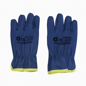 Guantes de trabajo de seguridad de mezclilla de algodón textil con palma de tela reforzada para una doble protección de seguridad - Product Image 1