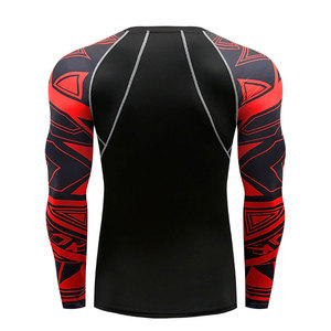 Wholesale Men's Long Sleeve Rash Guard Breathable Eco-Friendly Compression Sublimated MMA Printing Polyester Spandex Gym Suits - Product Image 3