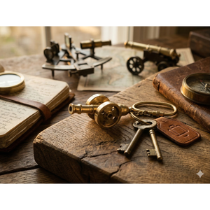 Llavero de Metal con Forma de Cañón Antiguo de Latón con Logotipo Personalizado, Llavero Empresarial - Product Image 1