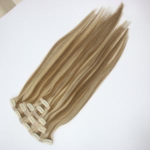 Vente en gros Extension de cheveux humains Remy lisses à double tirage sans couture pour femmes blanches - Product Image 2