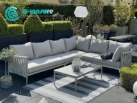 Haute qualité extérieur en aluminium cadre jardin canapé Table basse ensemble gris corde Patio chaise pour cour hôtels parcs pour Villas