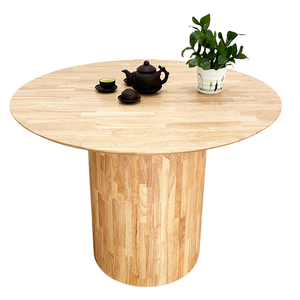 Table ronde minimaliste en bois de caoutchouc de 100 cm avec base en piédestal BA68137 - Product Image 1