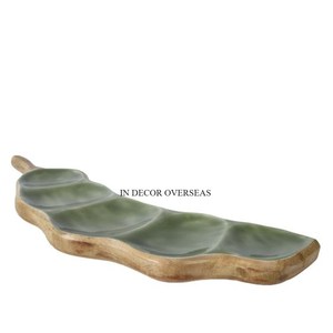 Mangos de Metal pulido brillante plateado de diseñador de Cactus para bandeja de servicio de forma rectangular de madera de alta calidad Accesorios de utensilios de cocina - Product Image 2