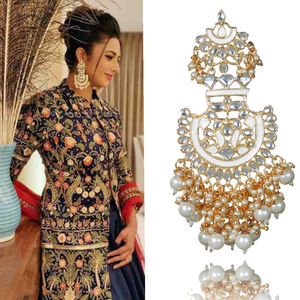 Luxury Inspired Gold Plated Ethnic Style Drop Earrings with Bead Embellishment and Durable Base for Wedding and Party Wear - Product Image 1