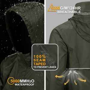 CONMR Hot Nylon Men's Rain <b>Jacket</b> Breathable Waterproof Lightweight <b>Packable</b> Rain Pullover for Hiking - Product Image 6