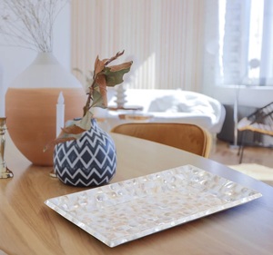 Plateau de service rectangulaire en nacre blanche polie fait main, nouvelle arrivée, décoration d'intérieur par Gani Craft Impex - Product Image 3