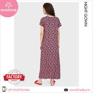 ชุดราตรีผ้าเรยอนคอกลมสำหรับผู้หญิงชุดนอนยาวสำหรับใช้ในบ้าน100% สีฟ้าตัวแทนจำหน่ายที่มีชื่อเสียง - Product Image 6