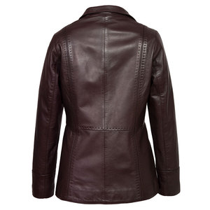 Vente en gros Veste en cuir pour femmes moto zippée personnalisée Manteaux Veste en cuir Vestes en cuir marron pour femmes - Product Image 6