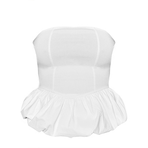 Fabricante indio personalizado de moda elegante ropa de mujer escote Bandeau blanco Puffball Bandeau Top al precio más bajo - Product Image 1