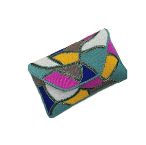 Bolso de mano con bordado Multicolor hecho a mano con cuentas para mujer, bolso de mano de fiesta Multicolor con cuentas de semillas de estilo indio de glowin fashion - Product Image 5