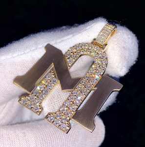 Custom VVS Moissanite <b>Handmade</b> 'I' Logo Pendant Men's Hip Hop Style Bustdown Charm <b>Necklace</b> 925 Sterling <b>Silver</b> Rhodium <b>Necklace</b> - Product Image 2