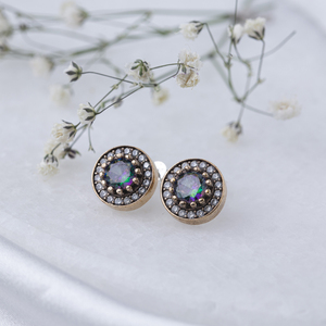 Pendientes redondos de topacio místico, joyería turca hecha a mano, de Plata de Ley 925, piedra CZ auténtica - Product Image 3