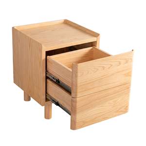 Mesita de Noche Moderna Minimalista de Madera Maciza, Solución de Almacenamiento Indestructible con 2 Cajones para Dormitorio, Mueble para Hotel o Apartamento de Lujo - Product Image 2