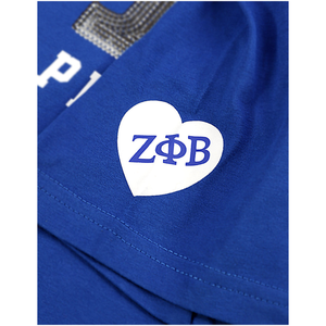 100 Cotton Zeta Phi Beta Sorority Royal Blue <b>Sequin</b> Tee Embroidered Greek Letters Sparkle Stylish Greek Life Apparel <b>T</b> <b>Shirt</b> - Product Image 6