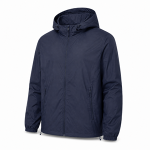 Veste coupe-vent à capuche pour homme personnalisée, légère, en polyester, résistante à l'eau, pour la randonnée en plein air, fermeture éclair intégrale, fournisseur en gros OEM ODM UE - Product Image 3