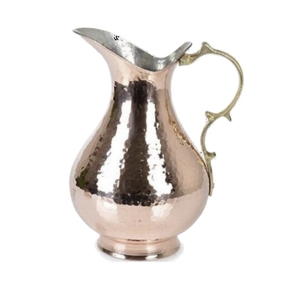 Carafe en cuivre pur avec couvercle et ensemble de verres en cuivre sculpté pour la cuisine à domicile - Product Image 1