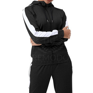 Conjunto de chándal con forro polar para mujer, atuendo cálido de poliéster para ropa informal, chándales de poliéster - Product Image 5