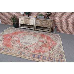 Tapis vintage 5,8x8,3 pieds, grand tapis turc, tapis marocain rouge et bleu - Product Image 4