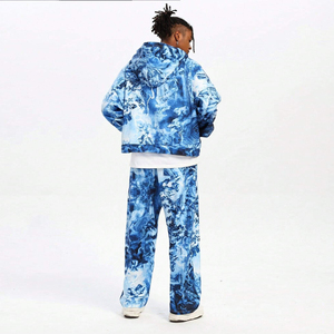 Custom Fashion Sublimation Hooded Casual <b>Polyester</b> Fleece Sweatsuit OEM Factory Private Label Trendy Streetwear Quick Dry Soft - Product Image 2