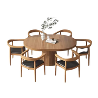 Ensemble de table et de chaises rondes en teck massif de design nordique, pour la maison, le restaurant, la salle à manger, design moderne de luxe, qualité supérieure