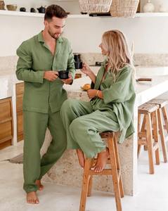 Costume de nuit à col en V pour femme de qualité supérieure 100% coton flammé séchage rapide et respirant été ODM approvisionnement - Product Image 1