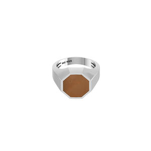 Anillo Hexagonal de Plata de Ley 925 con Cuarzo Ahumado Clásico para Hombre, Hecho a Mano, Regalo Único para Él, Cumpleaños, Aniversario, Fiesta - Product Image 1