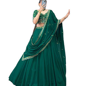 Lehenga choli vert pour femme, broderie de designer indien chaniya choli avec dupatta pour fille, tenue de fiançailles, tenue de mariée - Product Image 1
