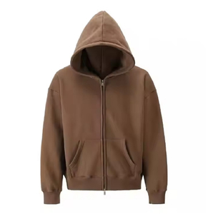 Sweat à capuche en molleton pour hommes 2025 hiver nouveau brodé uni teint ample simple à manches longues respirant coupe-vent - Product Image 1