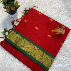 Saree ethnique en soie de coton de concepteur lourd brillant lourd avec chemisier exclusif fête mariage Festival porter Style élégant femmes portent - Product Image 1