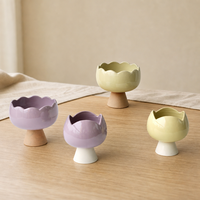 Pot à bougie en céramique vide en forme de boule, mini, jaune et violet, pour la fabrication de bougies et la décoration intérieure