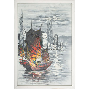 Tapisserie murale et tapis Jaipur en toile gris et noir de style contemporain, design américain par Painting - Product Image 1