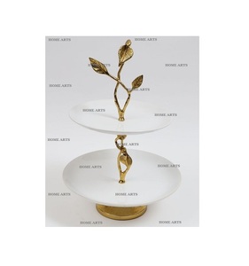 Soporte para Tartas de mármol y latón de 2 niveles con la mejor calidad Soporte para postres de forma ovalada a precios asequibles - Product Image 2
