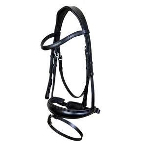 Brida de caballo árabe de cuero Natural suave DD negro/marrón con accesorios SS o latón con juego de plomo y cadena de cuero en muchos tamaños - Product Image 3