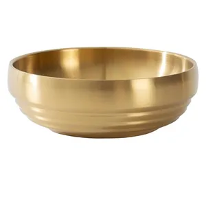 Bol décoratif en métal élégant, designers d'intérieur, finition embossée, bol de luxe, bol double de qualité supérieure, plat, passe au lave-vaisselle, plaqué, Zahid Exports - Product Image 1