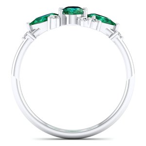 Anillo REYES Personalizado de Plata de Ley 925 con Moissanita Certificada GRA y Esmeralda Natural, Anillos de Joyería Fina para Mujer - Product Image 4