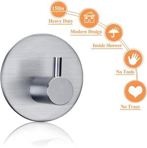 Heavy Duty Waterproof Stainless Steel Adhesive Hooks for <b>Wall</b> and Door-Bathroom Towel and <b>Clothes</b> <b>Hanging</b> - Product Image 4