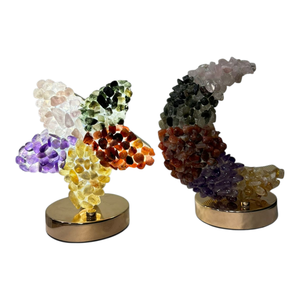 Lámpara de Cristal Natural de Amatista con Forma de Luna y Estrella, Lámpara de Cristal Curativa, Luz Nocturna, Cristal de Prehnita, Fluorita Malty, Artesanía de Cristal Malty - Product Image 2