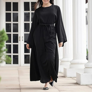 Premium Saleh Enterprises Modest Women Abaya <b>Dress</b> Beaded Anti-static Breathable Cotton Polyester Blend Islamic Dubai Style - Product Image 2