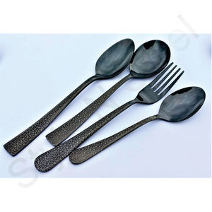 Toptan fiyata paslanmaz çelik sofra bıçağı kaşık gümüş çatal seti çatal siyah çatal bıçak kaşık seti tasarım ile - Product Image 1