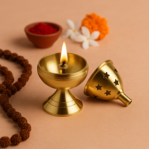 Akhand Diya with Stand for Pooja Traditional Long <b>Burning</b> <b>Oil</b> <b>Lamp</b> for Home Mandir Temple Festivals & Daily Worship - Product Image 4