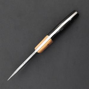 Couteau à lame fixe en acier Damas forgé, pointe tombante, étui de transport vertical, lame pleine, OEM, chasse, camping, manche en bois d'olivier et corne - Product Image 2