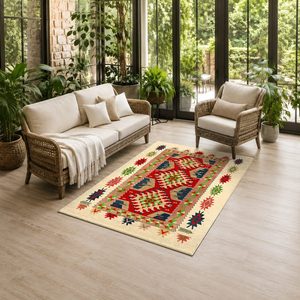 Tapis RUGS DEPOT LXDP-0163 en gros, rouge bordeaux, style bohème tribal, imprimé numériquement, lavable en machine, en chenille, antidérapant - Product Image 6