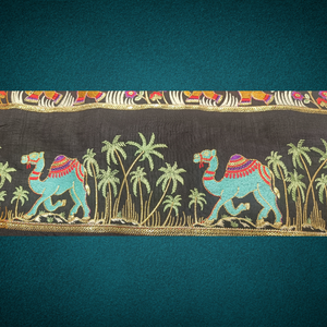 Décoration de dentelle de conception de chameau complexe broderie de travail de fil lourd sur la bordure de tissu de Tulle embellissement élégant pour les vêtements - Product Image 3