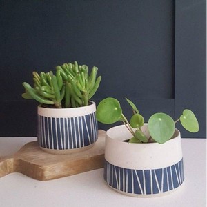 Juego de Macetas de Cerámica con Rayas Clásicas, Duraderas, para Interiores, para Suculentas y Cactus, Decorativas y Elegantes para el Hogar - Product Image 5