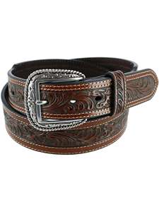 Unisex Stylish Dark Brown Genuine Cowhide Leather Belt Hand <b>Tooled</b> and <b>Engraved</b> Custom Length Western Style with Custom Logo - Product Image 2