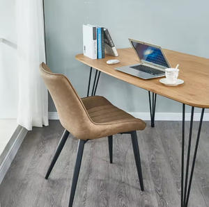 <span class=keywords><strong>Chaise</strong></span> de salle à manger de luxe en gros pour hôtel et restaurant, <span class=keywords><strong>chaise</strong></span> de salle à manger en tissu <span class=keywords><strong>scandinave</strong></span> marron gris, velours capitonné, avec pieds en métal - Product Image 3