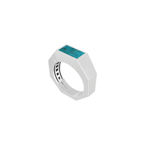 Argent sterling 925, bague classique pour homme, sertie de turquoise, baguette, faite à la main, cadeau unique pour lui, anniversaire, mariage, fête - Product Image 1