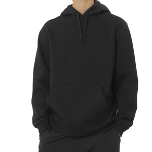 Sudadera con Capucha Simple Negra Lisa Básica de Invierno para Hombre, Sin Logotipo, Sin Diseño, Gruesa, 100% Algodón, Felpa Sólida, Personalizable - Product Image 1