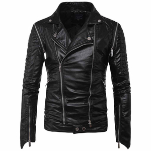 Moda personalizada nueva llegada de alta calidad chaqueta de cuero de Moda hombre nueva moda hombres PU chaqueta de cuero hombres al por mayor - Product Image 6