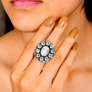 Anillo de Compromiso de Plata de Ley 925 con Topacio Azul Sólido, Chapado en Rodio, Gema Natural en Cabujón, Hecho a Mano, Joyería de Moda - Product Image 2